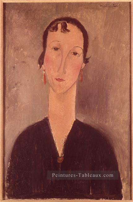 femme avec des boucles d’oreilles Amedeo Modigliani Peintures à l'huile